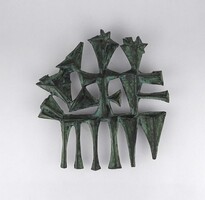 1X674 Régi Iparművészeti patináns bronz dombormű falidísz