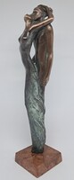 Czobor Sándor "Ragaszkodás" bronzszobor, eredetiségigazolás, ingyen posta
