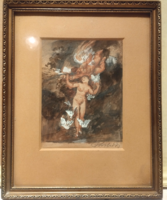 Prihoda István - Ámor és Psyche/!nem színezett rézkarc!/