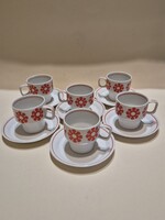 Hollóházi retro kávéscsésze aljjal 6db