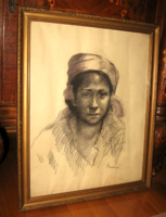 TAVASZI AKCIÓ! EREDETI CSODÁS NAGYMÉRETŰ BELÁNYI VIKTOR / 1877-1955/ : KISLÁNY PORTRÉ
