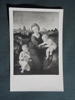 Képeslap,Budapest,Szépművészeti múzeum,Raffaelló,Az Esterházy madonna festmény,1950-