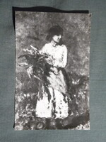 Képeslap,Pécs,Janus Pannonius múzeum,Koszta József,Rőzsés lány fetmény,1964-