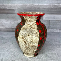 Retro iparművészeti pöttyös kerámia váza