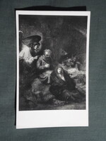 Képeslap,Budapest,Szépművészeti múzeum,Rembrandt,Szent József álma festmény,1950-