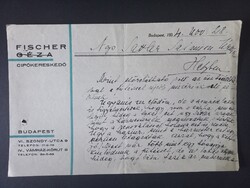 Fischer Géza cipőkereskedő Budapest  fejléces levél 1934