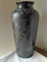 Népi fekete Nádudvari váza Nagy József