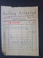 Sallay Arisztid – fejléces jegyzék / számla, villamos műszaki vállalat, Miskolc