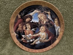 Porcelán falitányér, falidísz , Sandro Botticelli "Madonna a Magnificat" című festménye