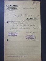 Magyarság Kiadóhivatala Anyagbeszerzés megbizás bicikli belső és külső gumiról 1934