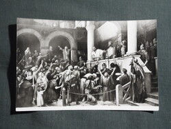 Képeslap,Budapest,Nemzeti múzeum,Munkácsy Mihály,Ecce Homo festmény,1964-