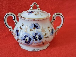 Hibátlan Zsolnay búzavirág mintás cukortartó mokkás / kávés készlethez