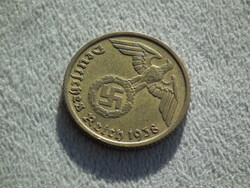 Németország, horogkeresztes birodalmi 10 Pfennig (Reichspfennig), 1938 D