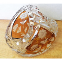 Virágos kosárka Josephinenhütte  Bohemia Moser manufaktúrából. Csehország