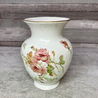 Aquincum Budapest aranyozott rózsa mintás porcelán váza