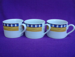 3 darab fehér-kék porcelán kávés/teás csésze
