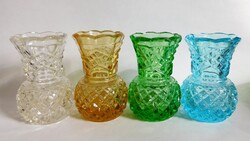 Bohemia színes vintage üveg ibolyavázák (4 darab)