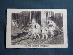 Képeslap,Pauli Ebner grafika,ünnepi,húsvét,erdei jelenet,gyerek modell,1930-