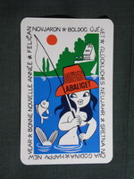 Kártyanaptár,Pécs,Idegenforgalmi hivatal,Abaliget,grafikai,női modell,1971