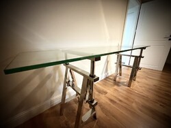 Eichholtz Desk Shaker – modern luxus design íróasztal, polírozott acél és üveg