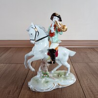Antik Scheibe Alsbach porcelán lovas figura