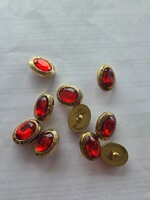10 db Arany színű, rubin köves gombok,   gomb