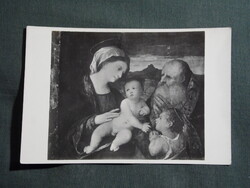 Képeslap,Budapest,Szépművészeti múzeum,Palma Vecchio,Madonna a gyermekkel,1950-