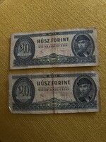 20 forintos magyar papírpénz