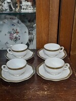 Régi Pirkenhammer,F&M,1918-38,"Carlsbad Modell"Hullámos,Aranyozott Szélű Porcelán Mokkás Csésze.