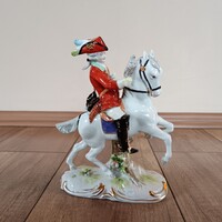 Antik Scheibe Alsbach porcelán lovas figura