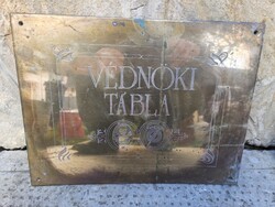 Védnöki réz tábla , magyar szakácsok és cukrászok szövetsége