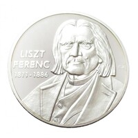 Magyarország,Nagy Magyarok sorozat - Liszt Ferenc - ezüstözött proof UNC réz