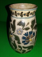 Bozsik Kálmán fazekasmester  (1872–1959)  népi szecessziós KERÁMIA váza 17 cm GYÖNYÖRŰ DARAB