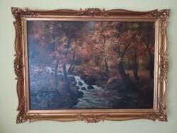 Szabolcsi Tanyi József olaj vászon festmény 70x100 cm blondel keret