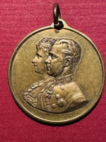 HABSBURG RUDOLF FŐHERCEG ÉS STEFÁNIA BELGA KIRÁLYI HERCEGNŐ esküvői emlékérem 1881.