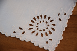 Régi Antik Art Deco len vászon riselt szalvéta garnitúra szett törlő virág minta 10 db 26 x 27