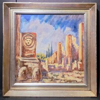 G. Szántó András: Satyr Head Well, Pompeii (oil, in silver frame) Pompeii, Italy, Ancient Rome