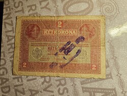 1917-es 2 Korona FELÜLBÉLYEGZETT F+