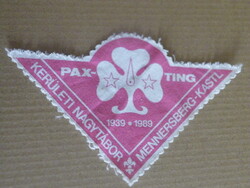 Cserkész relikvia Pax-ting, Kerületi nagy tábor 1939-1989 - Mennersberg Kastl -