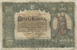 500 korona 1920 eredeti állapot 1.
