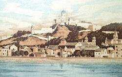 Ábrahám Rafael: Trencsén vára - színes rézkarc