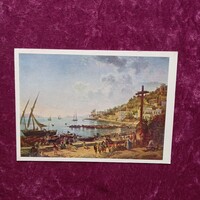 Szovjet képeslap - S. F. Schedrin: Kikötő Sorrentóban (1827) című festménye