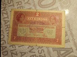 1917-es 2 Korona Felülbélyegzett F+