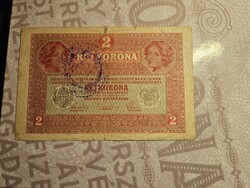 1917-es 2 Korona Felülbélyegzett VF-