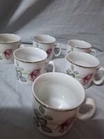 Zsolnay porcelán bazsa rózsás bögre készlet 6 db