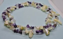 Nagyon szép antik ametiszt, hegyikristály és gyöngy hosszú nyaklánc