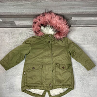 Next khakizöld bundás kapucnis kislány kabát 3 évesre