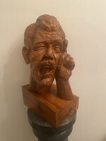 Erdélyi Nagyméretű faragott férfi fej büszt .