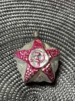 Retro  régi üveg karácsonyfadísz,szovjet propaganda lampion,sarló-kalapács,Vöröscsillag