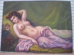 SZEXI  HÖLGY , CSODÁLATOS AKT FESTMÉNY , 60 cm X 80 cm  . OLAJ ,Vászon .